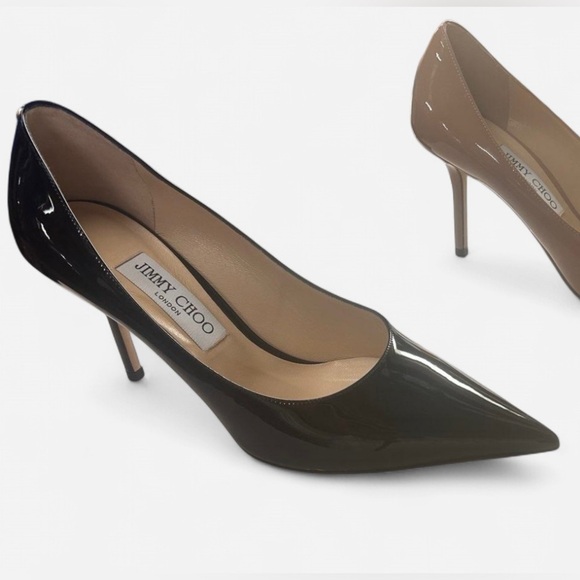 JIMMY CHOO Black Patent Leather Pumps with JC Emblem NWT | 8.5 US - Picture 2 of 15